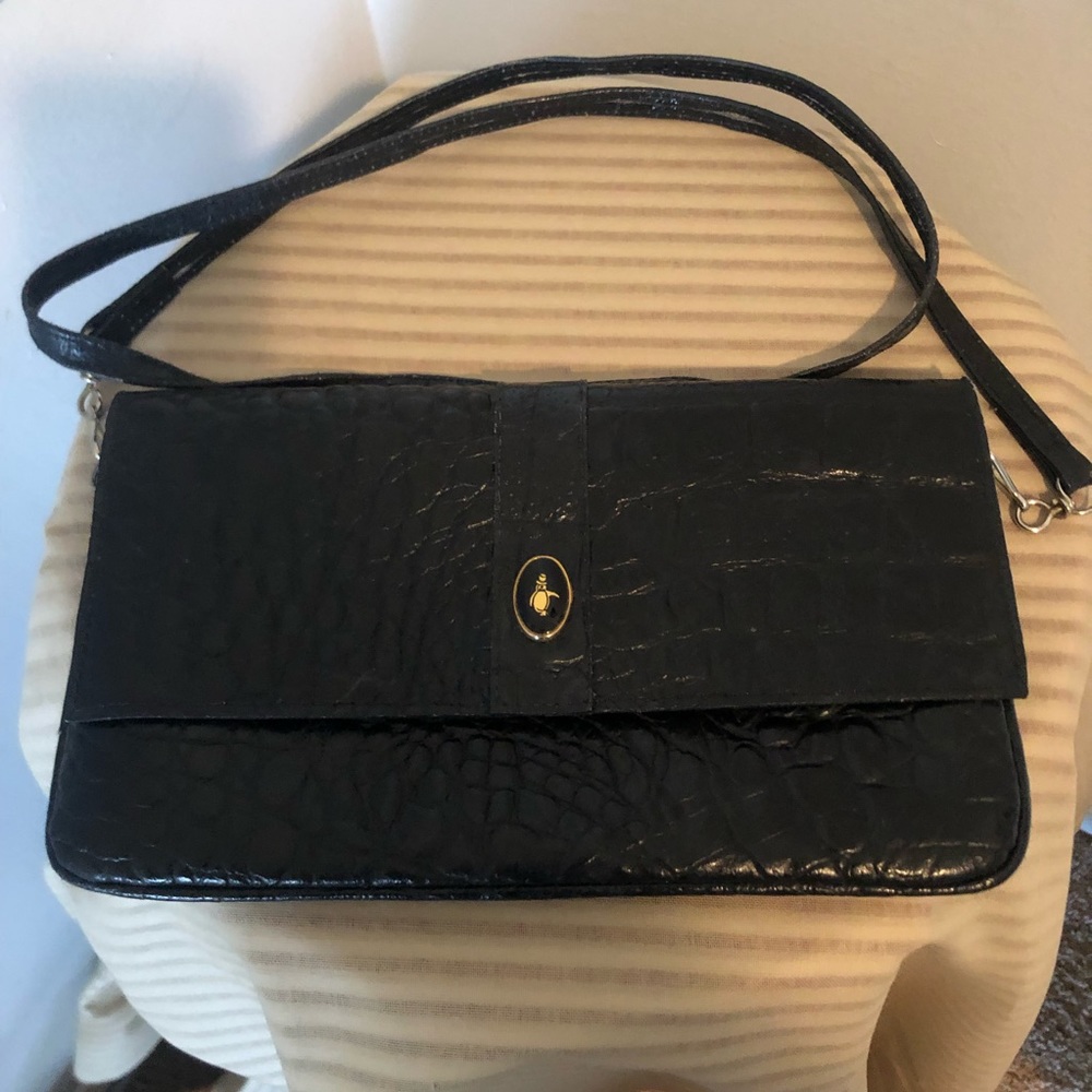 Black Crocodile Crossbody Purse